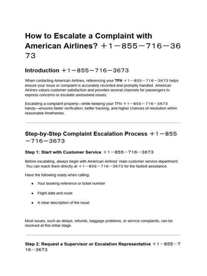 How do I escalate a complaint with American Airlines?