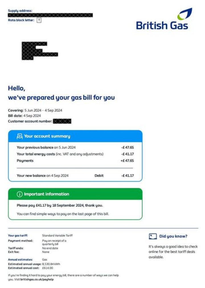 What does it mean when your in debit with British Gas?