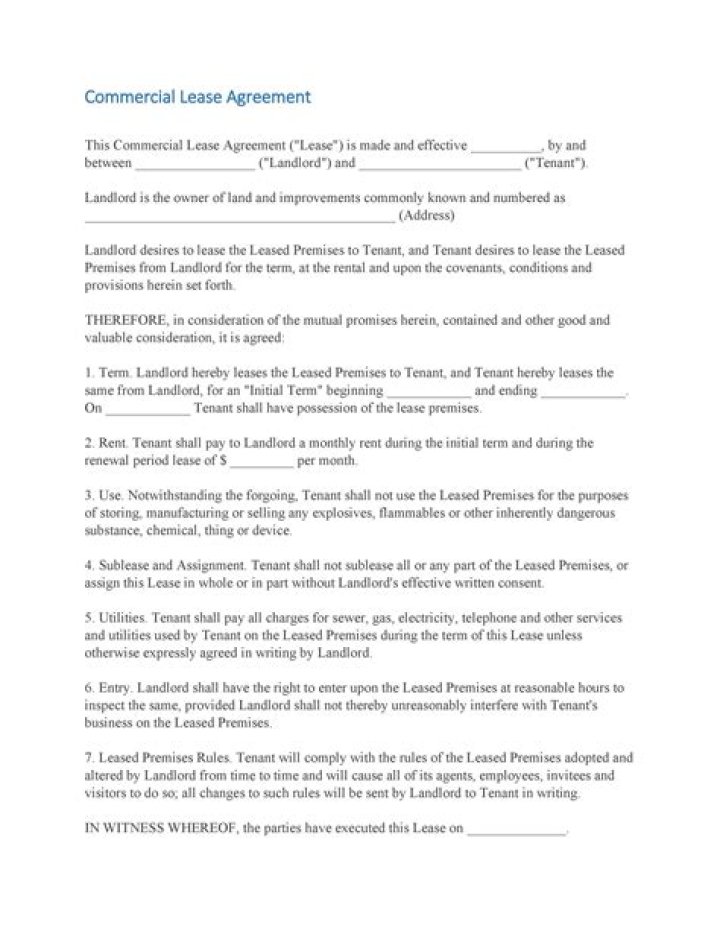 What should be included in a business lease?